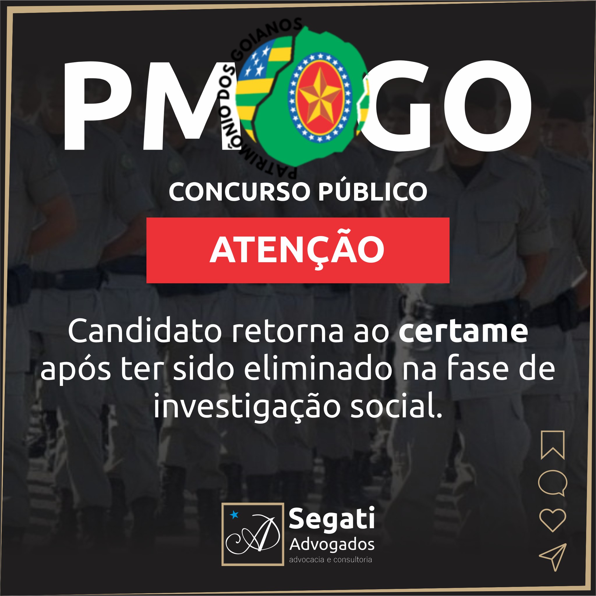 Candidato do concurso PMGO retorna ao certame após ter sido eliminado na fase de investigação social