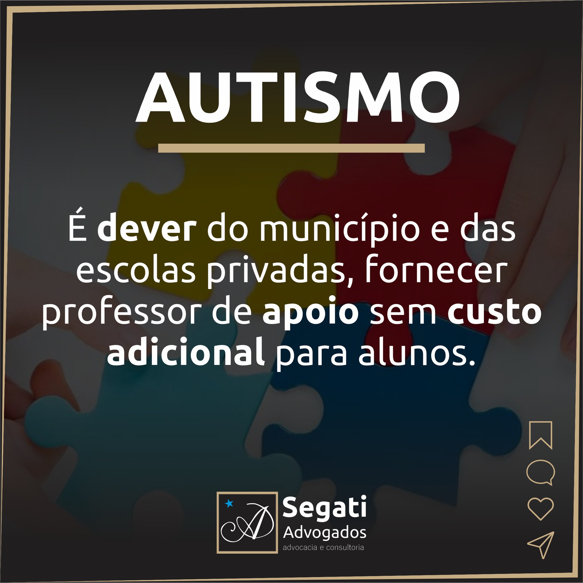 É dever do município e das escolas privadas, fornecer professor de apoio sem custo adicional para alunos com transtorno do espectro autista (TEA)