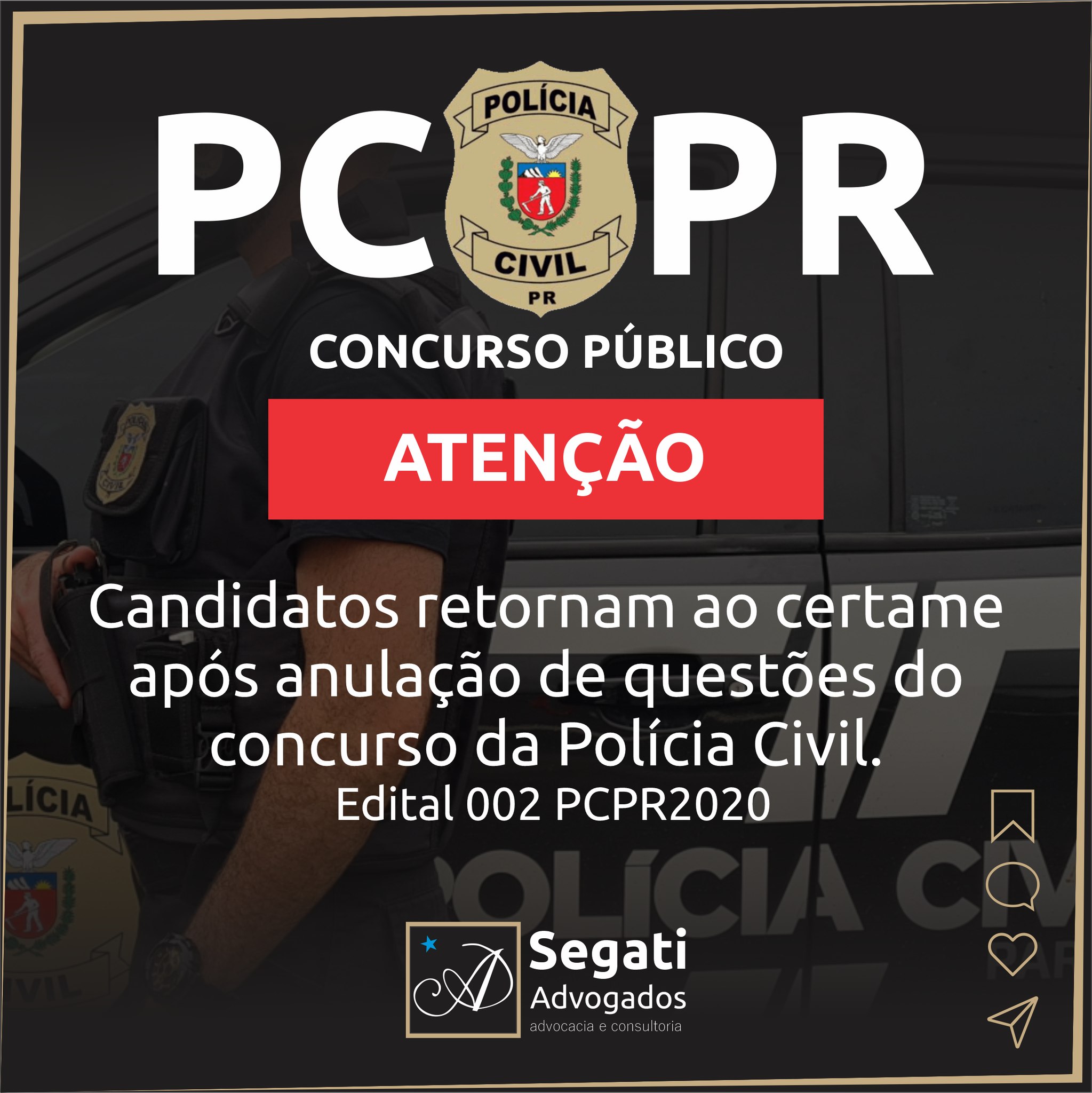 Candidatos retornam ao certame após anulação de questões do concurso da Polícia Civil do Estado do Paraná (PCPR)  Edital 002 PCPR2020 